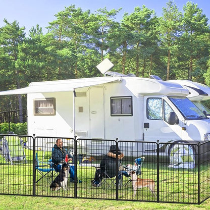 Dog Playpen 40 inch 24 Panels Indoor Outdoor Dog Pen for Large/Medium/Small Dogs Heavy Duty Metal Dog Fence Outdoor for Yard, Puppy Playpen with Door Portable Pet Fence for RV Camping Yard
