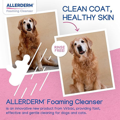 ALLERDERM Foaming Cleanser- Rinse-Free Waterless Micellar Foam for Dogs and Cats with Sensitive Skin by Virbac