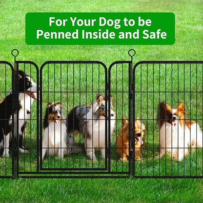 Dog Playpen Outdoor Extra Wide 24 Panels Heavy Duty Dog Fence 32" Height Anti-Rust with Doors Portable for RV Camping Yard, Total 63FT, 316 Sq.ft, Snowy Black