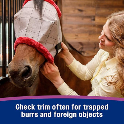 Farnam SuperMask II horse fly mask without ears, extended coverage, protects eyes from insects and debris, adjustable throat latch, Yearling size