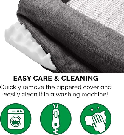 Furhaven Orthopedic Dog Bed for Large/Medium Dogs w/ Removable Bolsters & Washable Cover, For Dogs Up to 55 lbs - Luxe Faux Fur & Performance Linen Sofa - Charcoal, Large