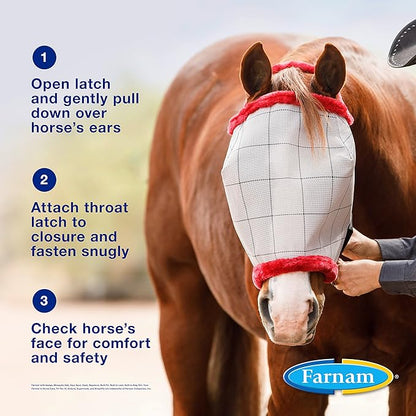 Farnam SuperMask II Fly Mask Without Ears for Foals, Full Face Coverage and Eye Protection from Insect Pests, Structured Classic Styling Mesh with Plush Trim, Foal Size