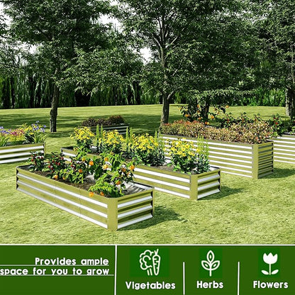 EKX 4x2x2FT Galvanized Raised Garden Bed, Raised Garden Bed Kit-Metal Planter Box Outdoor,Planting for Vegetables, Fruits,Herbs, Flowers-Slive