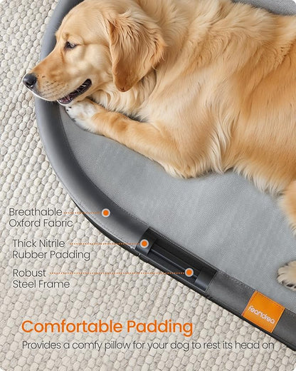 Feandrea Pet Bed, Cat Hammock, Elevated Cat Bed for Multiple Cats, with Removable Washable Mesh, for Pets up to 120 lb, Oval, Gray UPCB005G01