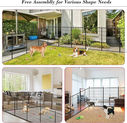 Dog Playpen 40 inch 32 Panels Indoor Outdoor Dog Pen for Large/Medium/Small Dogs Heavy Duty Metal Dog Fence Outdoor for Yard, Puppy Playpen with Door Portable Pet Fence for RV Camping Yard
