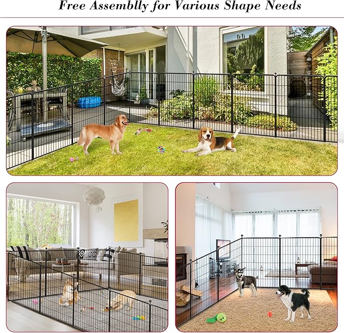 Dog Playpen 40 inch 22 Panels Indoor Outdoor Dog Pen for Large/Medium/Small Dogs Heavy Duty Metal Dog Fence Outdoor for Yard, Puppy Playpen with Door Portable Pet Fence for RV Camping Yard
