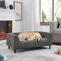Dog Sofa Couch for Medium to Large Dogs, Memory Foam Dog Sofa Bed, Modern Elevated Pet Couch Bed with Wooden Legs for Medium and Large Dogs, Dark Grey