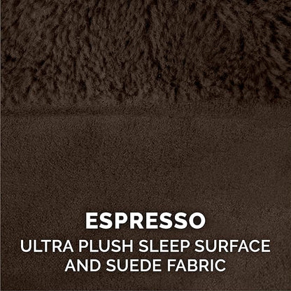 Furhaven Cooling Gel Dog Bed for Large Dogs w/ Removable Bolsters & Washable Cover, For Dogs Up to 125 lbs - Plush & Suede Sofa - Espresso, Jumbo Plus/XXL