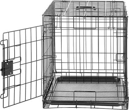 Amazon Basics Durable, Foldable Metal Wire Small Dog Crate with Tray, Single Door, 24 x 18 x 20 in, Black