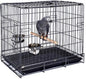 Durable Easy Portable Collapsible Metal Travel or Veterinary Collapsable Parrot Bird Carrier Beaks-Proof Easy Clean Carrier Cage with Stainless Steel Feeder Bowls Natural Wooden Perch