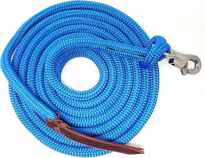 Double Braid Lead Rope with Eye Splice Loop, 12-14FT Lengths (Blue, 14 ft.)
