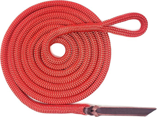 Double Braid Lead Rope with Eye Splice Loop, 12-14FT Lengths (Red, 12 ft.)