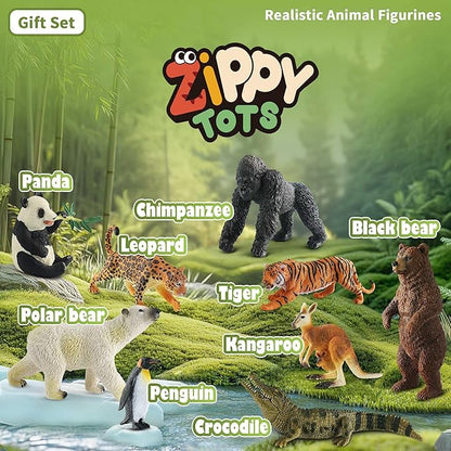 9 PCS Zoo Animal Toys for Kids 3-5 Realistic Plastic Wild Animal Figurine Toys Educational Learning Toy for Kids Boys Girls Toddlers