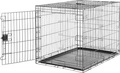 Amazon Basics Durable, Foldable Metal Wire Dog Crate with Tray, Single Door, 42 x 28 x 30 in, Black