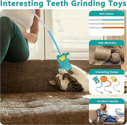 3pcs Safe Cat Rope Toy with Catnip,Teeth Clean Toy for Cat, Cat Chew Toys for Indoor Cat,Kitten Interactive Toys