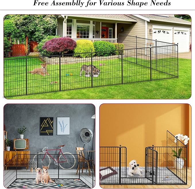Dog Playpen 32 inch 40 Panels Indoor Outdoor Dog Pen for Medium/Small Dogs Heavy Duty Metal Dog Fence Outdoor for Yard, Puppy Playpen with Door Portable Pet Fence for RV Camping Yard