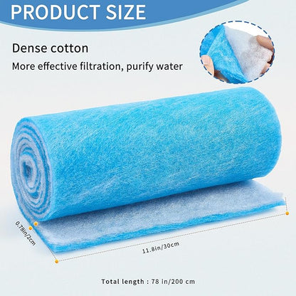 12" x 78" Aquarium Filter Sponge Fish Tank Pond Filter Media Filters Pad for Fish Tank,Filter Freshwater, Saltwater Aquariums, Reusable Fish Pond Filter Material, 0.78" Thick,Blue