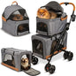 Double Pet Stroller with Detachable Carriers - Ideal for 2 Dogs or Cats - Compact & Convenient Design - Easy Assembly Double Dog Stroller - Graphite Gray