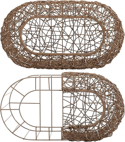 Fun Stackable Cat Condo for Indoor Cats - Interactive Play Faux Rattan Cat House for Indoor Cats Kitty, Pet Friendly Top/Side House Entry, Cat Bed Enclosed