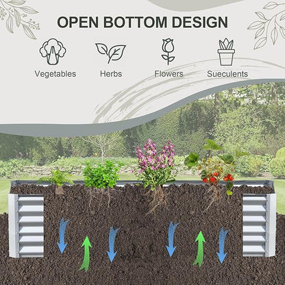 Domi Raised Garden Beds Outdoor, 6x3x1.5Ft Thickening Tall Metal Rectangular Deep Root Box Planter for Vegetables, Flowers, Herbs, and Succulents 1.5" Deep w/ 192 Gallon Capacity - Silvery