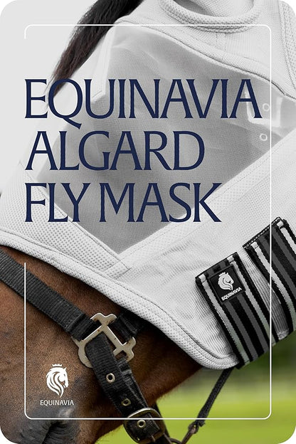 Equinavia Algard Soft Mesh Horse Fly Mask with Ear Protection and 45 UPF Rating | No Eye Irritation & UV Protection - Silver - Horse