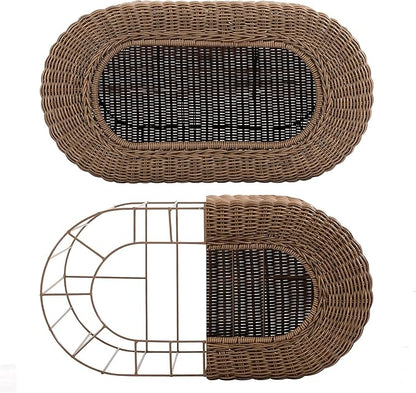 Fun Stackable Wicker Cat Hideaway House - Interactive Play Rattan Cat House for Indoor Cats Kitty, Pet Friendly Top/Side House Entry, Cat Bed Enclosed