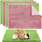 Amylove 4 Pcs Guinea Pig Cage Liner Guinea Pig Bedding Washable Fleece Pee Pads Reusable Small Animals Training Mat Small Animal Sleeping Bed for Bunny Hamster (Green Pink,16 x 24 Inch)