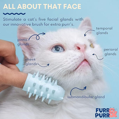 Furr&Purr Cat Brush, Made in the USA, Face Massager, Face Scratcher, Calming Care Comb for Cats, Indoor Cats (1-Pack)