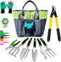 41-Piece Premium Gardening Tool Set, Stainless Steel Heavy Duty Gardening Tool Kit, with Non-Slip Rubber Grip, Storage Tote Bag, Outdoor Hand Tools, Ideal Gardening Gifts for All (Green/Grey)
