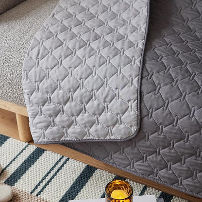 gogobunny 3X Stronger Waterproof Pet Blanket, Scratch Proof Furniture Protector for Dogs Cats, Reversible Cover 30x70 Inch, Dark Grey/Light Grey