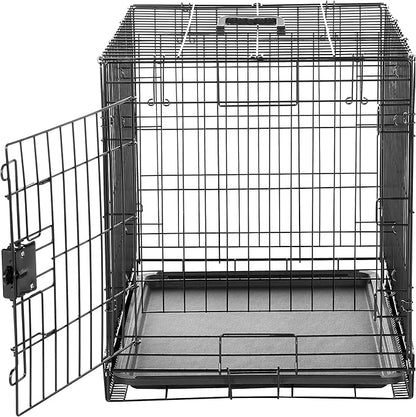 Amazon Basics Durable, Foldable Metal Wire Dog Crate with Tray, Single Door, 30 x 19 x 21 in, Black