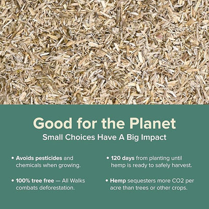 All Walks 150 Liter(30 lbs) Hemp Bedding for Chicken Coops, Hampters, Ducks, and Turkeys - 100% Natural, Superior Odor Control, Biodegradable Pet Bedding, Dust-Free - Made in USA