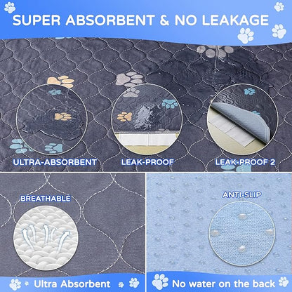 Aitmexcn Washable Puppy Dog Pee Pad, 4PCS 100% Waterproof Whelping Training Mat for Puppy/Senior Dog, Fast Drying Reusable Puppy Pads for Indoor, Outdoor and Car Travel- 32x36''