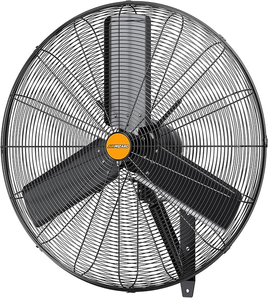 24 inch Outdoor Oscillating Wall Mounted Fan, High Velocity IPX4 Waterproof 7600 CFM Industrial Metal Wall Fan, 2 Speed, Adjustable Tilt, for Greenhouse, Patio, Garage, Workshop