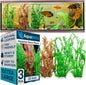 3PCS Artificial Aquarium Plants Set Extra Large - Big Natural Looking Plastic Decoration for Fish, Axolotl and Turtle Tanks – Tall Realistic Tank, Swamp and Pond Fake Plant Decorations.