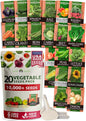 20 Heirloom Vegetable Seeds - 10,000+ Survival Seeds and Emergency Prepper Gear - Non GMO Vegetable Seeds for Planting Home Garden Variety Pack