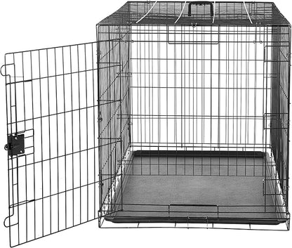 Amazon Basics Durable, Foldable Metal Wire Dog Crate with Tray, Single Door, 48 x 30 x 32.5 in, Black