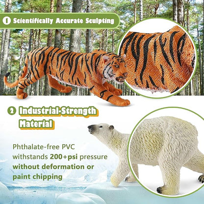 9 PCS Zoo Animal Toys for Kids 3-5 Realistic Plastic Wild Animal Figurine Toys Educational Learning Toy for Kids Boys Girls Toddlers