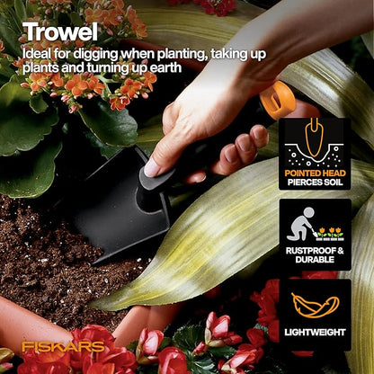 Fiskars Vegetable Garden Tool Set with Vegetable Shears, Seed Sower, Trowel, Cultivator, Weeder, and L/XL Garden Gloves for Indoor or Outdoor Gardening (6 Piece Kit), Gardening Gifts for Women