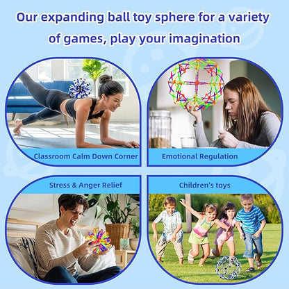 2Pcs Colorful Sphere Expandable Breathing Balls Fidget Toy-Great Anxiety Stress Reliever,Collapsible Expanding Magic Ball Toys for Kids & Adults Mindfulness Meditation Practices , Yoga -ADHD