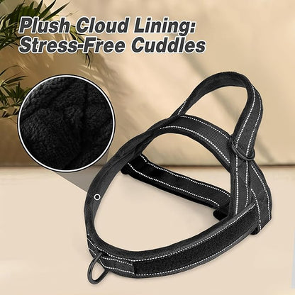 Forestpaw No Pull Dog Harness - Soft Flannel Padded Tactical Dog Vest Harness with Quick Release Buckle, Adjustable Reflective Pet Harness for Large Dogs Walking Training,Black XL