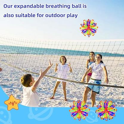 2Pcs Colorful Sphere Expandable Breathing Balls Fidget Toy-Stress Reliever ,Collapsible Expanding Magic Ball Toys from 6" to 12"for Kids & Adults Mindfulness Meditation Practices,Yoga -ADHD