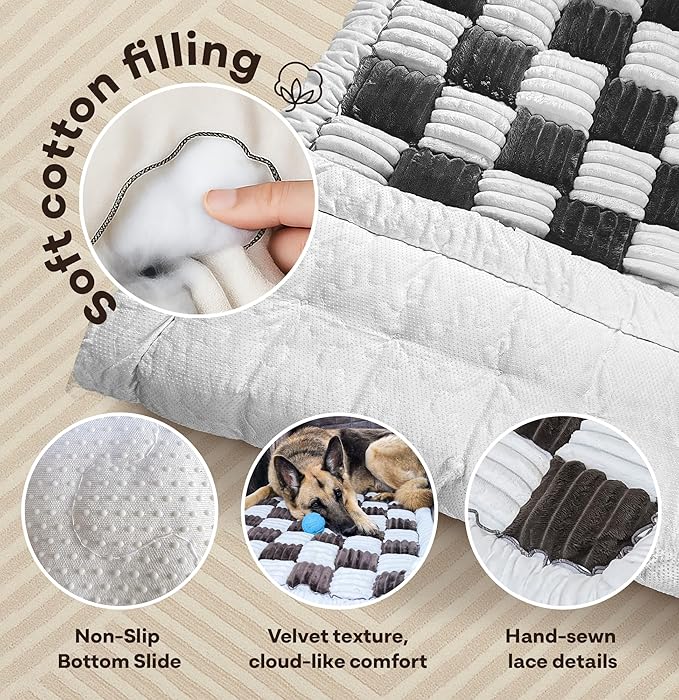 APetsPlanet Dog Bed for Car Back Seat Extender - Non-Slip Backseat Cushion for Dogs - Travel Plush Pet Mat Topper for Cars, Trucks, SUVs - Machine Washable Pad Blanket - Black Plaid, 54" x 24.8"