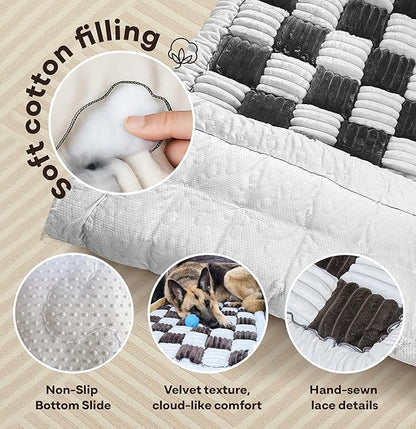 APetsPlanet Dog Bed for Car Back Seat Extender - Non-Slip Backseat Cushion for Dogs - Travel Plush Pet Mat Topper for Cars, Trucks, SUVs - Machine Washable Pad Blanket - Black Plaid, 54" x 24.8"