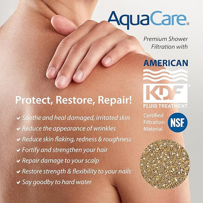 AquaCare High Pressure 10 Spray Mode Filtered Showerhead - Handheld Shower Head Filters Chlorine to Heal Dry Skin, Revive Hair - Dual Power Wash Cleans Tub, Tile, Pets - Hard Water Softener, Black