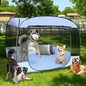 EighteenTek XLarge Popup Portable Dog Houses, 5.3'x4'H Assembly-Free Gazebo-Style Dog Cot Cat Playpen Screen Pet Tent Sun Shade Shelter Dog Bed with Canopy for Outdoor, Anti-Bugs with Leakproof Bottom