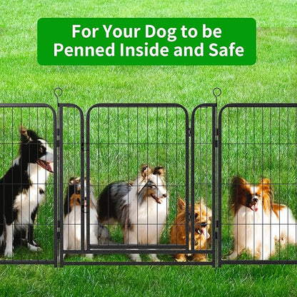 Dog Playpen Outdoor Extra Wide 32 Panels Heavy Duty Dog Fence 32" Height Anti-Rust with Doors Portable for RV Camping Yard, Total 84FT, 561 Sq.ft, Snowy Black