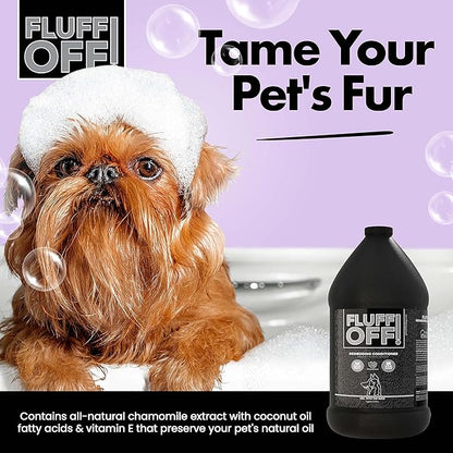 Fluff Off! by Girl With The Dogs, Natural Deshedding Dog/Cat Conditioner, 1 Gal, Made in USA 8 Wks+