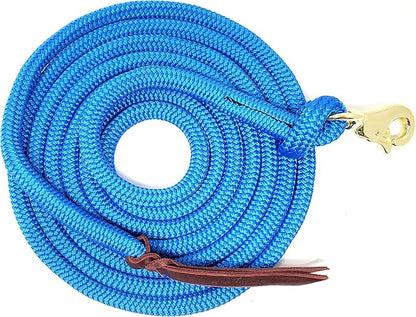 Double Braid Lead Rope with Eye Splice Loop, 12-14FT Lengths (Blue, 14 ft.)