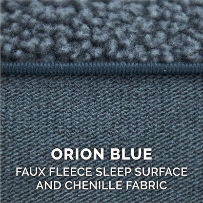 Furhaven Orthopedic Dog Bed for Large Dogs w/ Removable Bolsters & Washable Cover, For Dogs Up to 95 lbs - Sherpa & Chenille Sofa - Orion Blue, Jumbo/XL